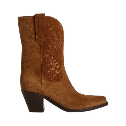 Embroidered Suede Boots