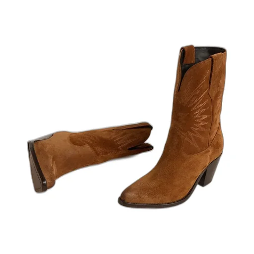Embroidered Suede Boots