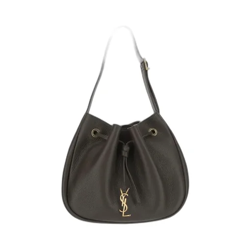 Drawstring Leather Shoulder Bag