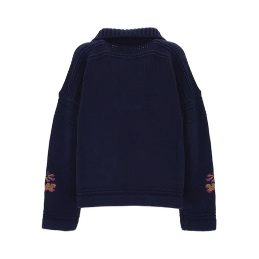 Lace-Up Embroidered Sweater