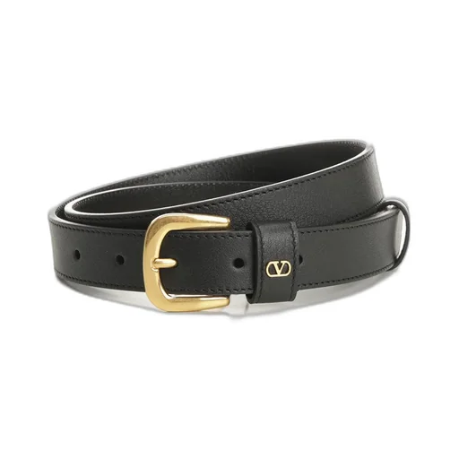 Gold-Buckle Leather Belt