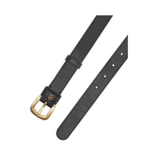 Gold-Buckle Leather Belt