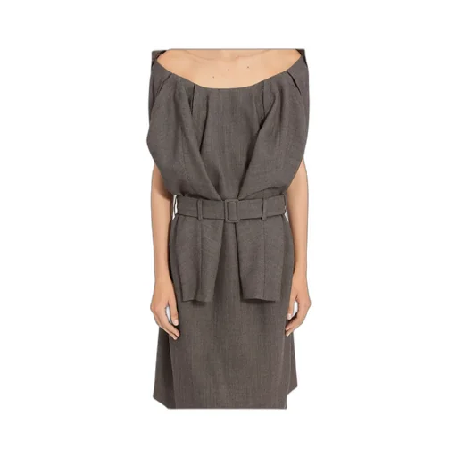 Mm6 Maison Margiela Belted Draped Midi Dress