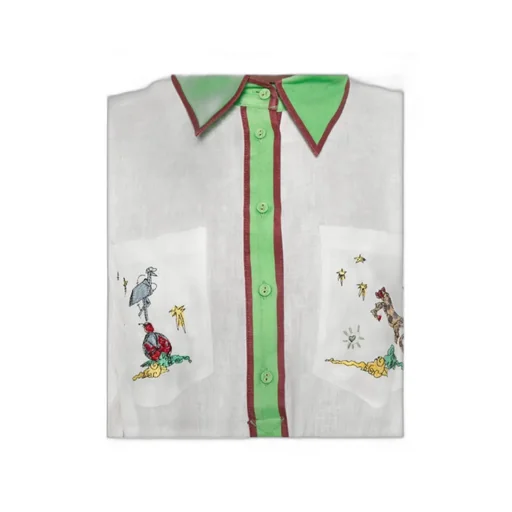 Contrast-Trim Linen Dress
