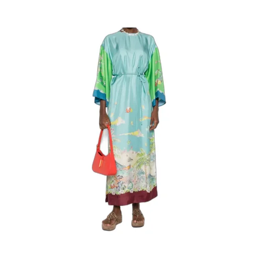 Print Silk Midi Dress