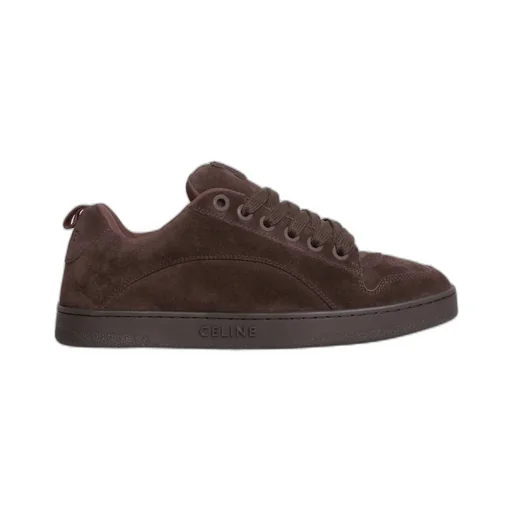 Celine Huntington Low Lace-Up Sneaker In Suede Calfskin And Mesh