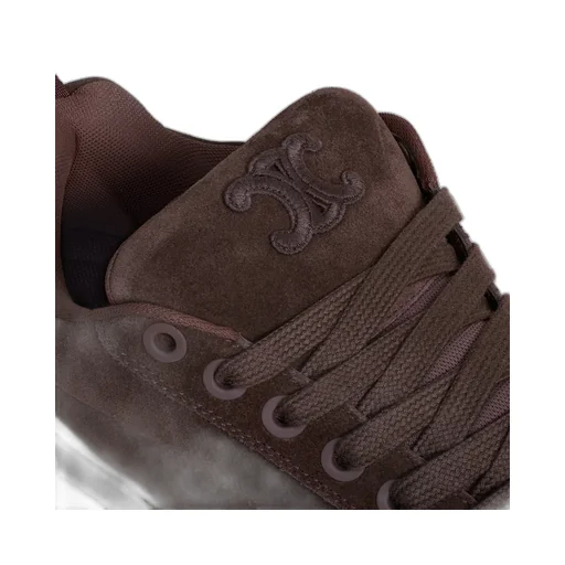 Celine Huntington Low Lace-Up Sneaker In Suede Calfskin And Mesh