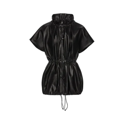 Magda Butrym Elasticized Leather Peplum Jacket