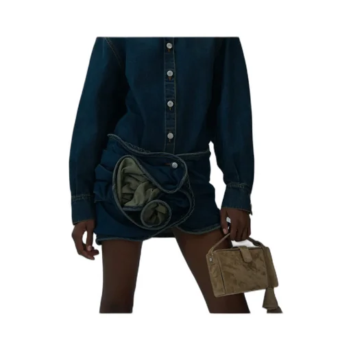 Magda Butrym Floral Appliqué Denim Mini Skirt