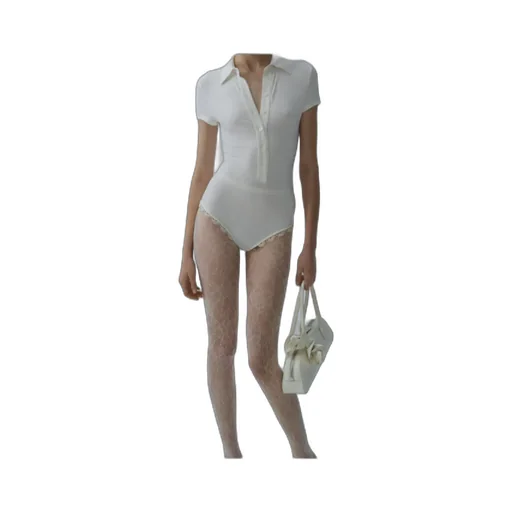 Magda Butrym Lace-Detail Polo Bodysuit
