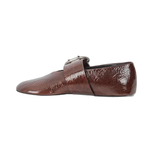 Buckle-Detail Leather Ballerina Flats