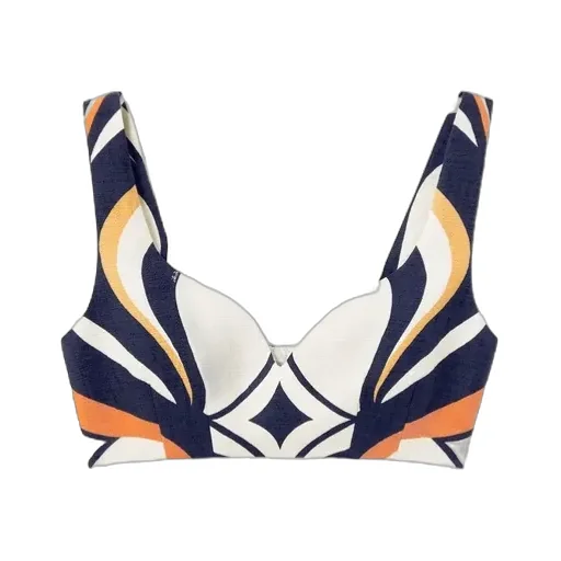 Abstract-Print Sweetheart Top