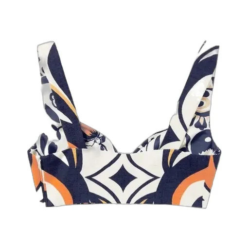 Abstract-Print Sweetheart Top