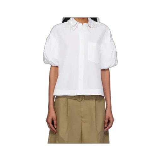 Cropped Puff Bow Sleeve Shirt