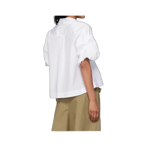 Cropped Puff Bow Sleeve Shirt