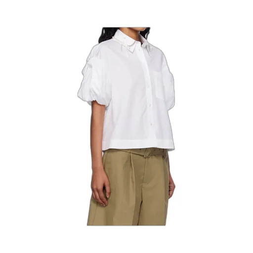 Cropped Puff Bow Sleeve Shirt