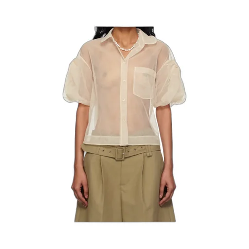Short Bow Puff Sleeve Shirt