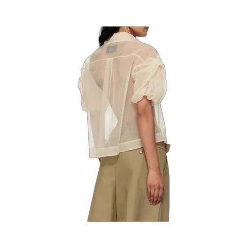 Short Bow Puff Sleeve Shirt