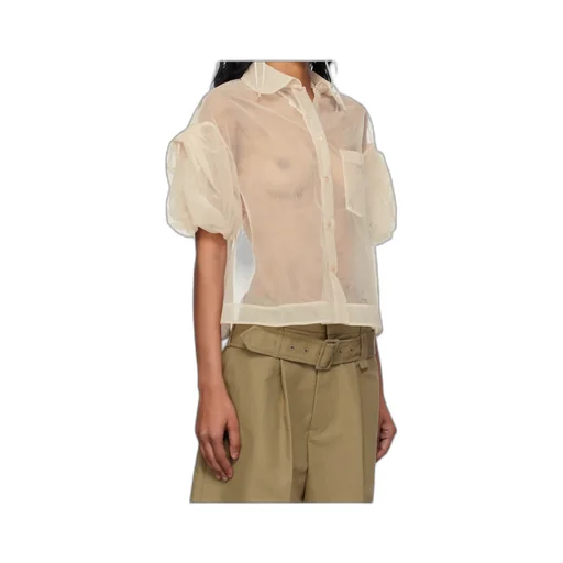 Short Bow Puff Sleeve Shirt