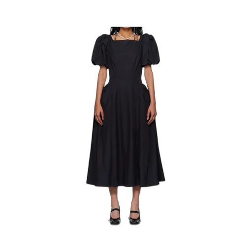 Puff-Sleeve Midi Dress