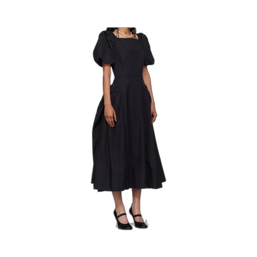 Puff-Sleeve Midi Dress
