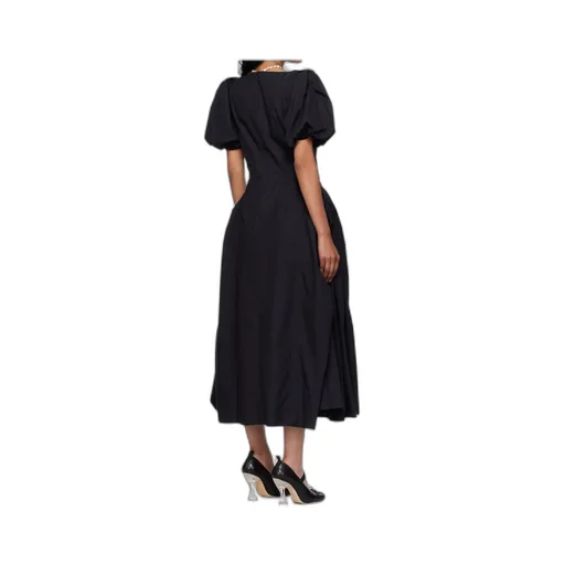 Puff-Sleeve Midi Dress