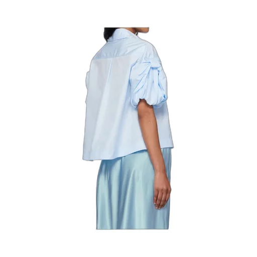 Cropped Puff Bow Sleeve Shirt
