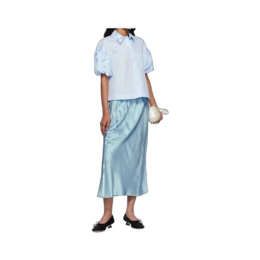 Cropped Puff Bow Sleeve Shirt