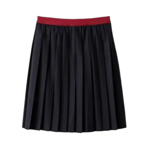 Pleated Pinstripe Midi Skirt