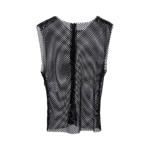 Alberta Ferretti Crewneck Sleeveless Mesh Vest