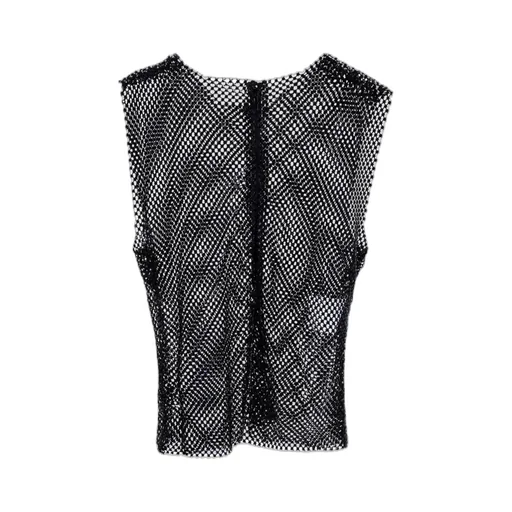 Alberta Ferretti Crewneck Sleeveless Mesh Vest