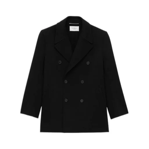 Saint Laurent Double-Breasted Long-Sleeved Peacoat