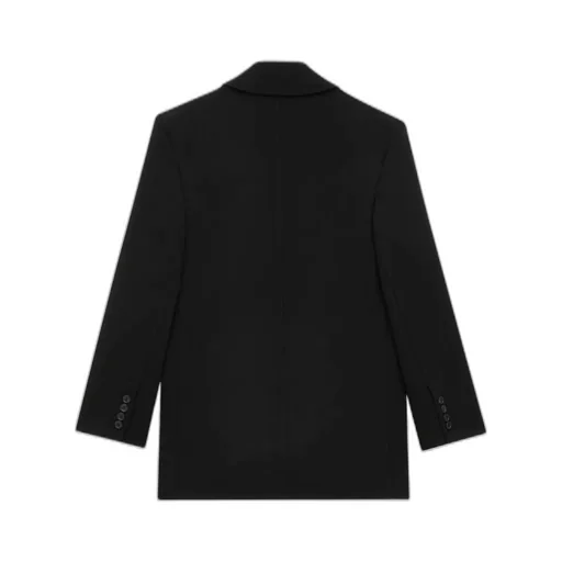 Saint Laurent Double-Breasted Long-Sleeved Peacoat