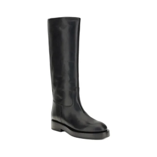 Nappa-Leather Flat Boots