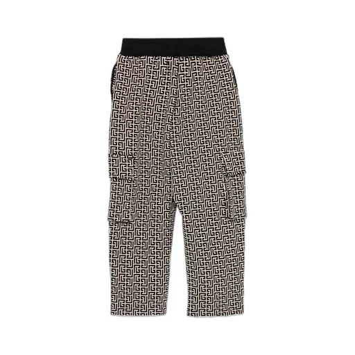 Geometric-Pattern Cargo Trousers