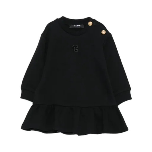 Logo-Embroidered Ruffled Casual Dress