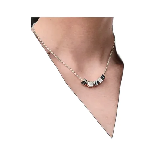Pebble Cube Sterling Silver Necklace