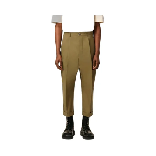 Green Cotton Carrot Oversized Trousers