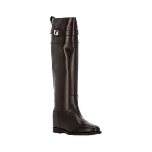 Via Roma 15 Gold Plaque Knee Boots