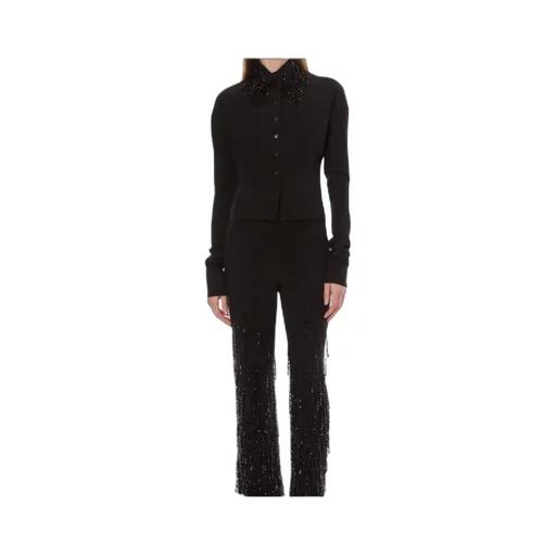 Shirt In Stretch Wool With Beaded Fringes