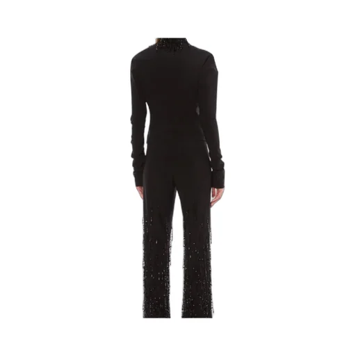 Shirt In Stretch Wool With Beaded Fringes