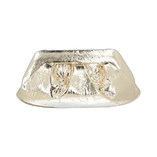 Themoirè Gea Metallic Ruched Clutch Bag
