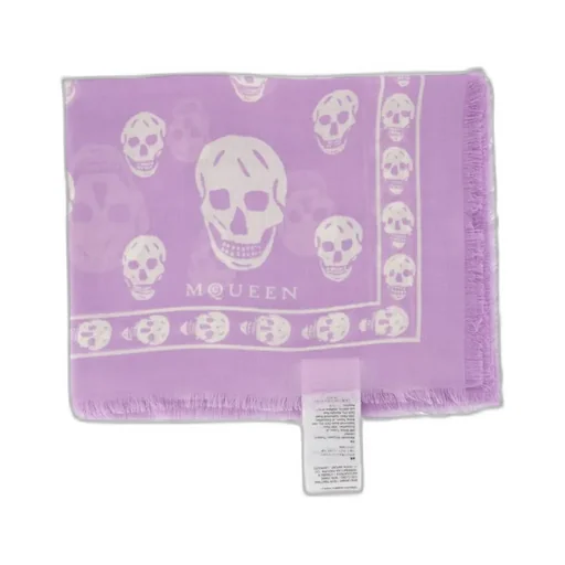 Alexander Mcqueen Skull Printed Fringed Edge Scarf