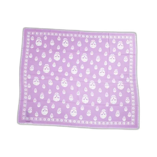 Alexander Mcqueen Skull Printed Fringed Edge Scarf