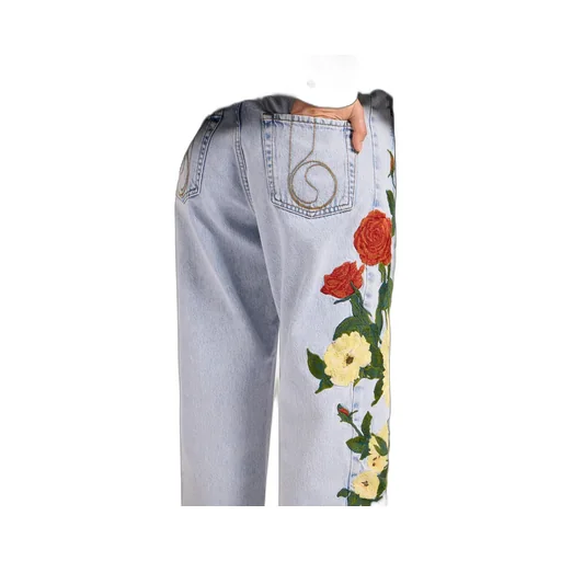 The Barrel Embroidered-Floral Jeans