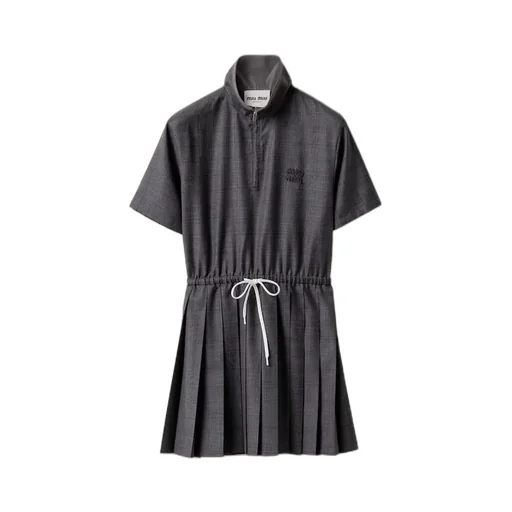 Prince Of Wales Pleated Short Dress