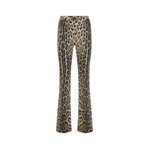 Jaguar-Print Flared Jeans