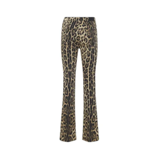 Jaguar-Print Flared Jeans