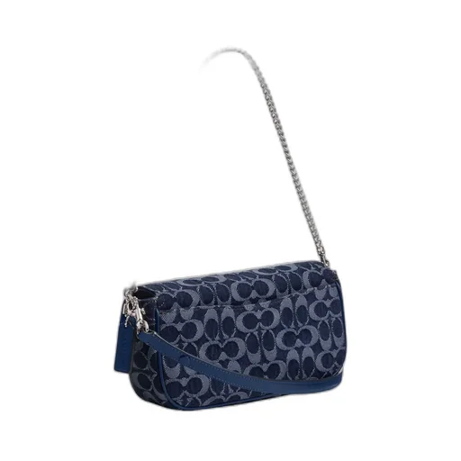 Bolsa Brook Flap Chain Signature Denim Coach - Azul