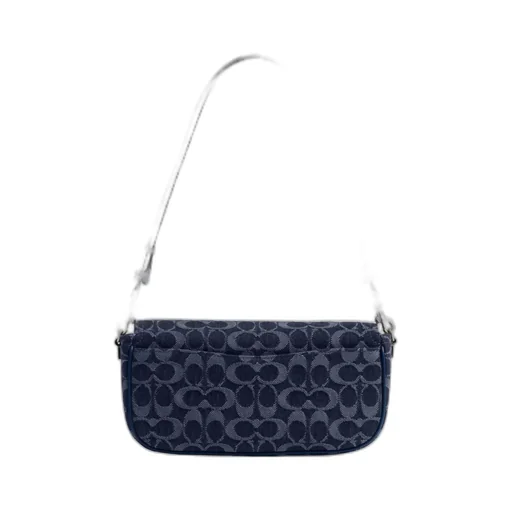 Bolsa Brook Flap Chain Signature Denim Coach - Azul